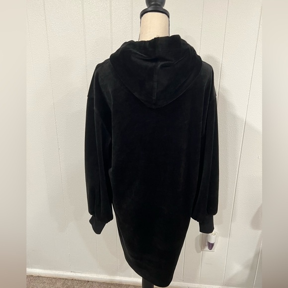 Calvin Klein velour black hoodie dress sweatshirt size L - Picture 4 of 13